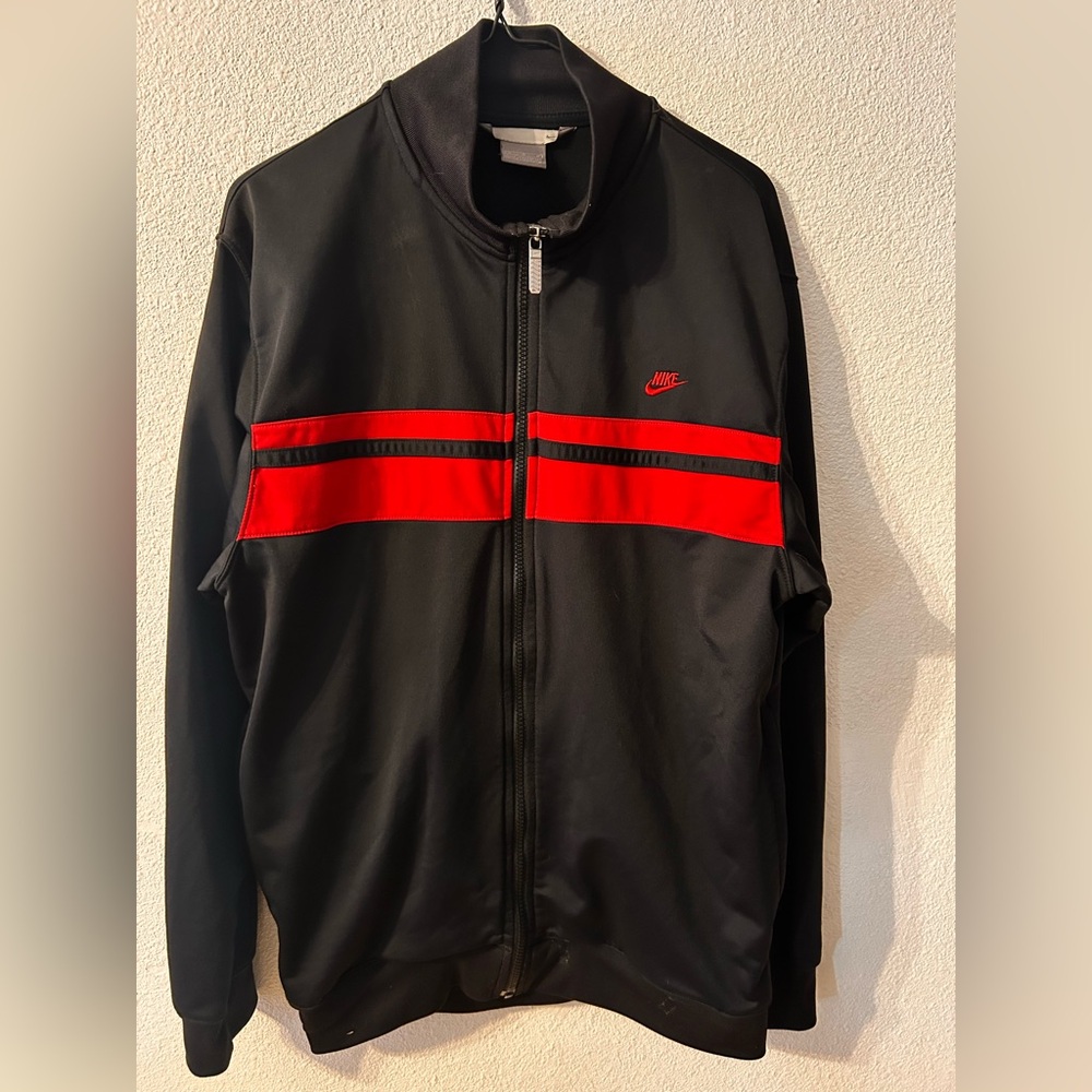 Nike Black Jacket with Red Chest Stripes